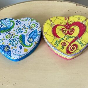 Brighton Heart Shaped Tin Jewelry Holder.  Set of 2.